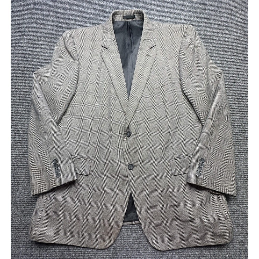 Andrew Fezza Blazer Mens 48R Gray Glen‎ Plaid Sport Coat Two Button Jacket